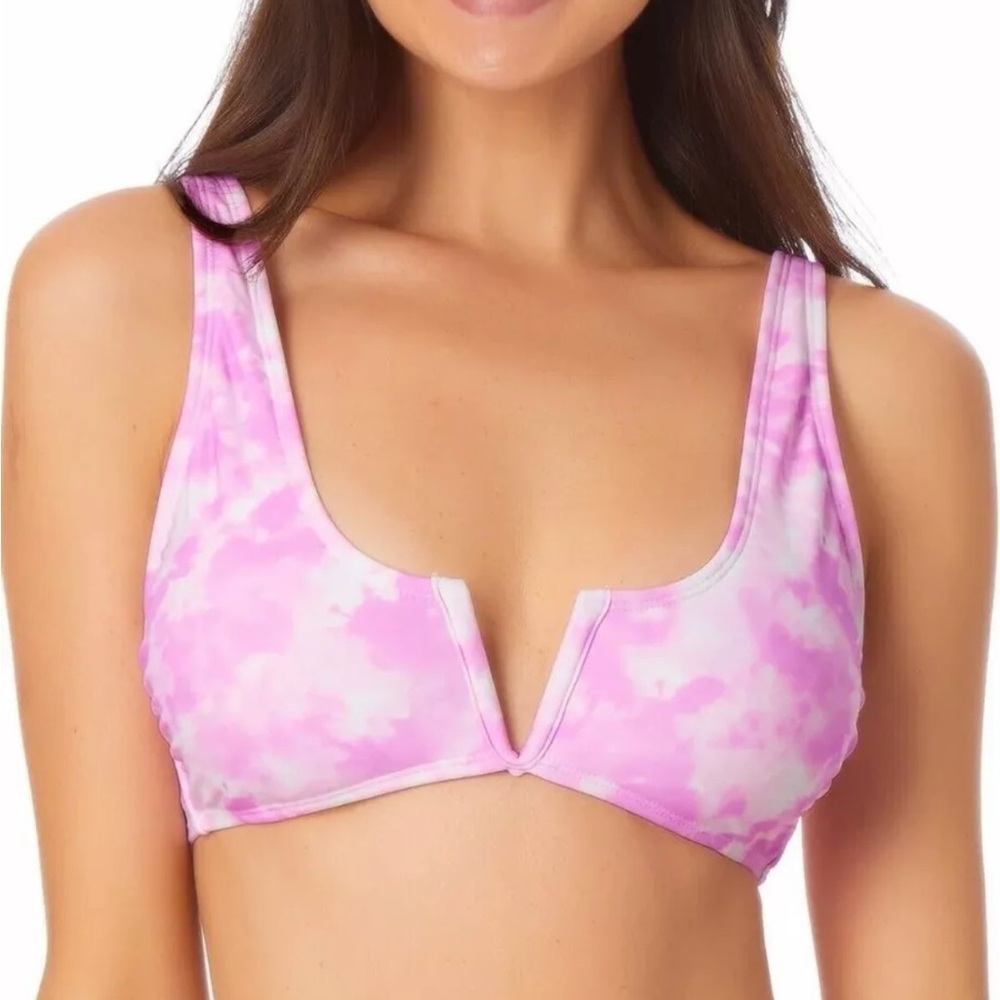 Bikini Swim Top V Wire Pink Tie Dye Juniors Size Large CALIFORNIA WAVES NWT